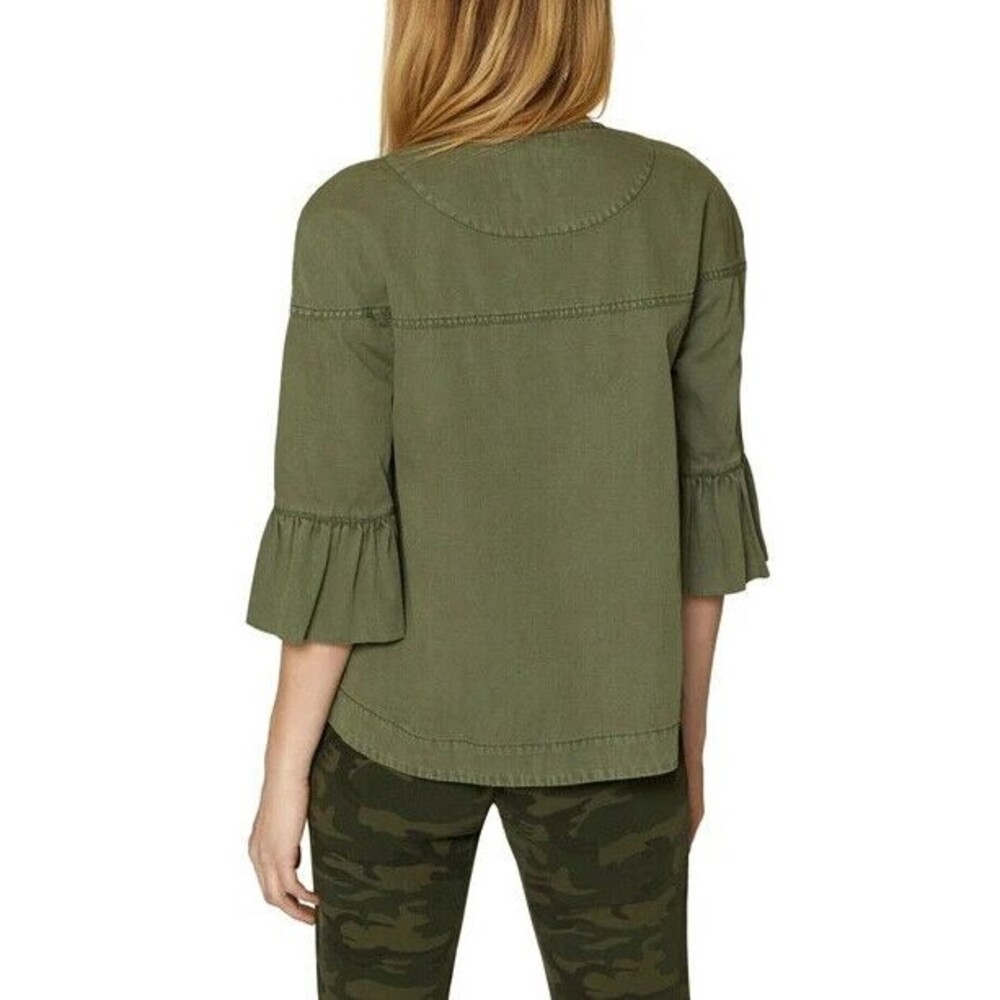 Sanctuary Women Scout Trapeze Jacket sz S Full Zip Ruffle Sleeve Army Green $139 - Picture 5 of 12